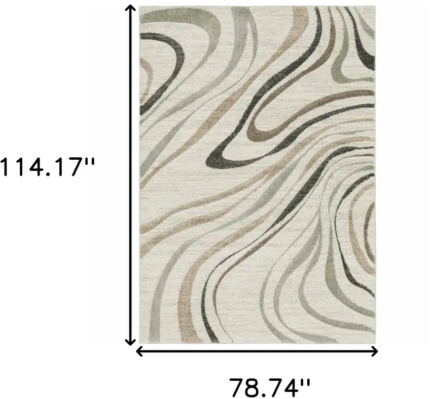 6' X 9' Beige Grey Brown Sage Pale Blue Tan And Charcoal Abstract Power Loom Stain Resistant Area Rug Photo 3