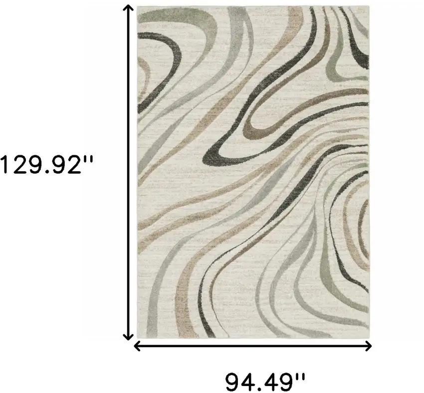 Beige Grey Brown Sage Pale Blue Tan And Charcoal Abstract Power Loom Stain Resistant Area Rug Photo 3