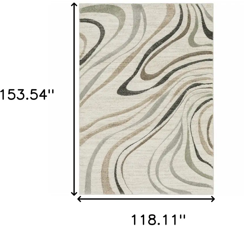 Beige Grey Brown Sage Pale Blue Tan And Charcoal Abstract Power Loom Stain Resistant Area Rug Photo 3