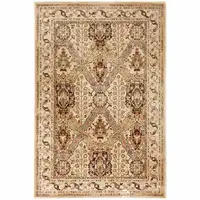 Photo of Beige Grey Dolphin Blue Deep Teal Gold And Orange Oriental Power Loom Stain Resistant Area Rug