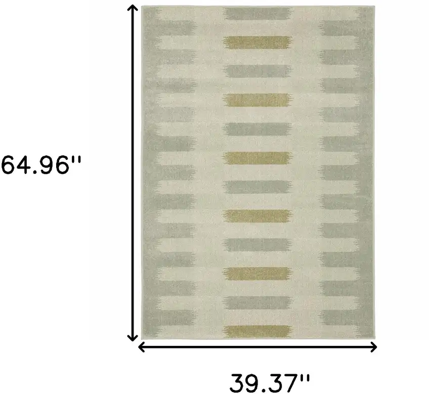 Beige Grey Gold And Green Geometric Power Loom Stain Resistant Area Rug Photo 10