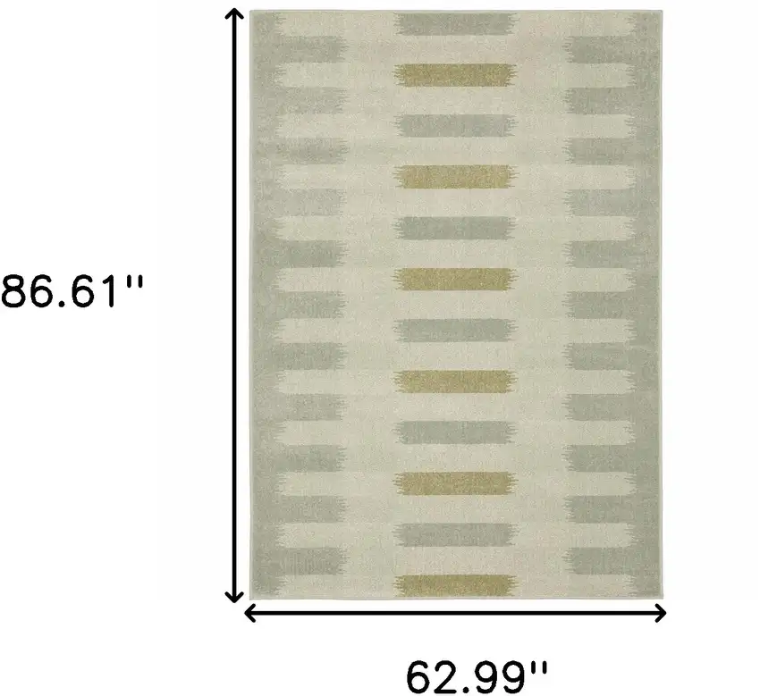 Beige Grey Gold And Green Geometric Power Loom Stain Resistant Area Rug Photo 10