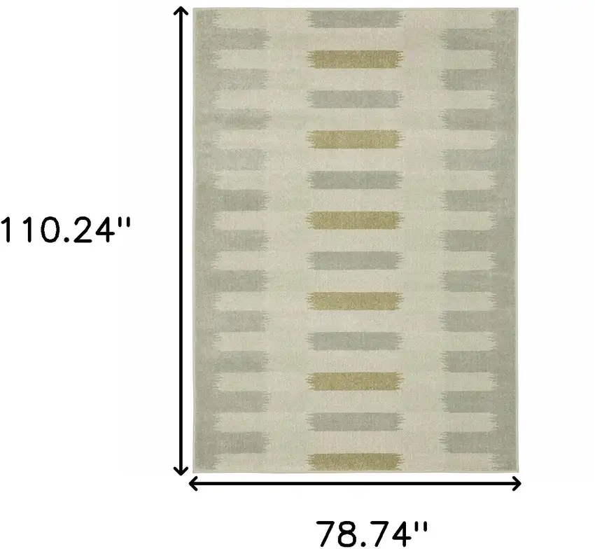 Beige Grey Gold And Green Geometric Power Loom Stain Resistant Area Rug Photo 10