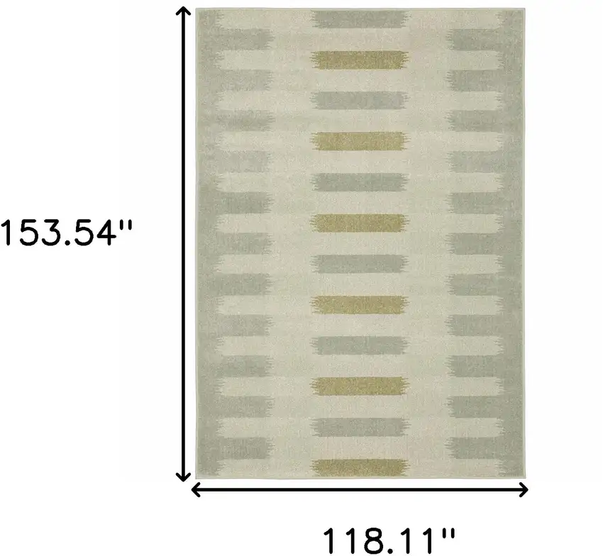 Beige Grey Gold And Green Geometric Power Loom Stain Resistant Area Rug Photo 10