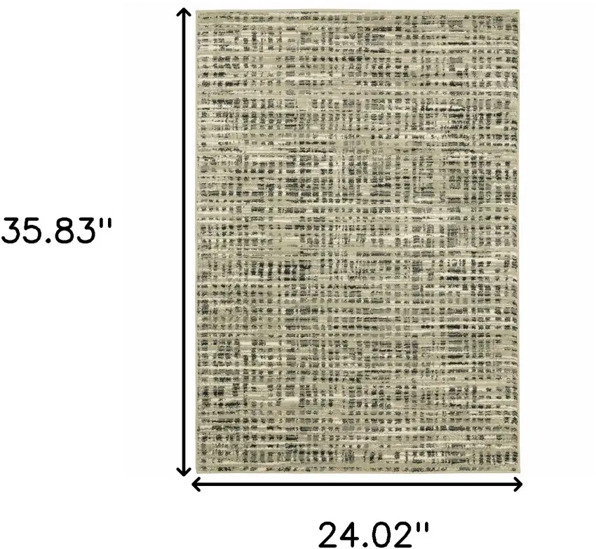Beige Grey Ivory And Sage Blue Geometric Power Loom Stain Resistant Area Rug Photo 10