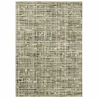 Photo of Beige Grey Ivory And Sage Blue Geometric Power Loom Stain Resistant Area Rug