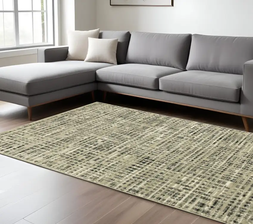 Gray and Ivory Geometric Power Loom Area Rug Photo 1