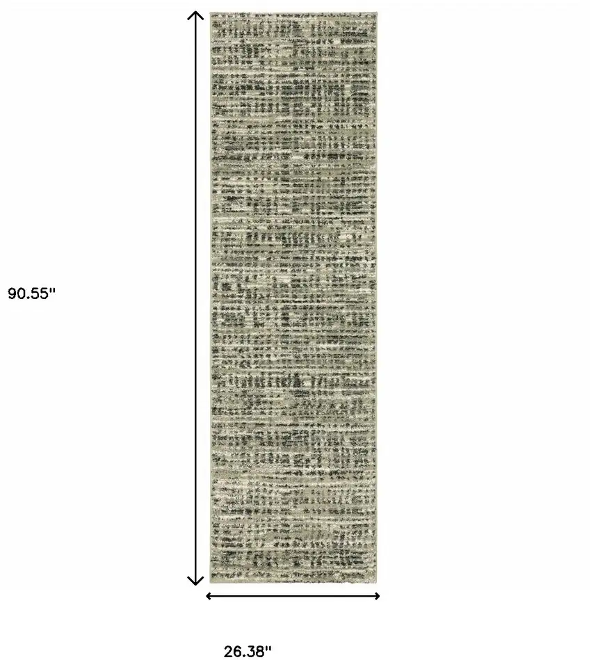 Beige Grey Ivory And Sage Blue Geometric Power Loom Stain Resistant Runner Rug Photo 10