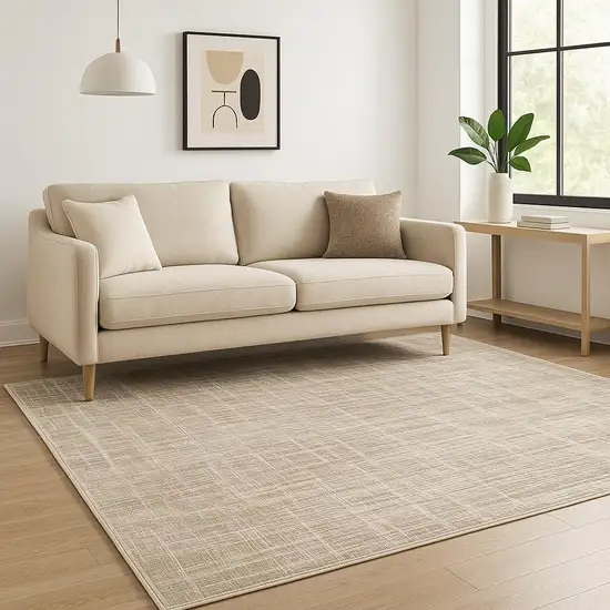 Beige Grey Ivory Tan And Brown Abstract Power Loom Stain Resistant Area Rug Photo 1