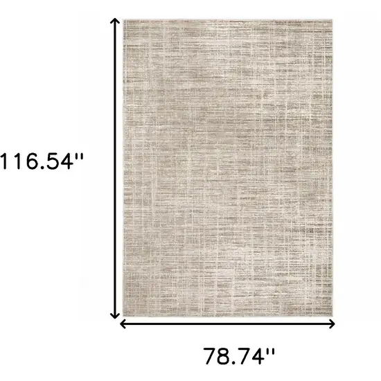 6' X 9' Beige Grey Ivory Tan And Brown Abstract Power Loom Stain Resistant Area Rug Photo 3