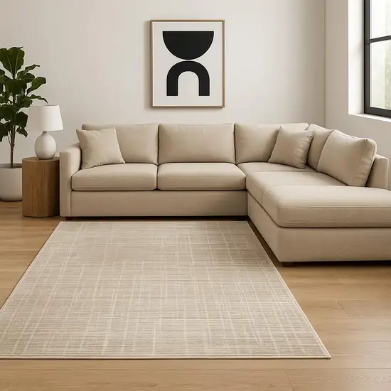 Beige Grey Ivory Tan And Brown Abstract Power Loom Stain Resistant Area Rug Photo 1