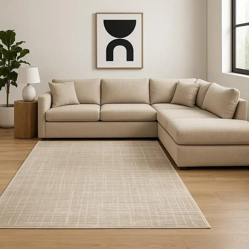 Beige Grey Ivory Tan And Brown Abstract Power Loom Stain Resistant Area Rug Photo 1