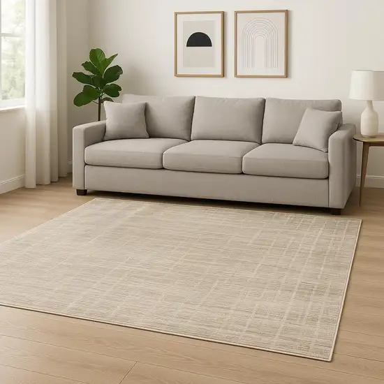 Beige Grey Ivory Tan And Brown Abstract Power Loom Stain Resistant Area Rug Photo 1