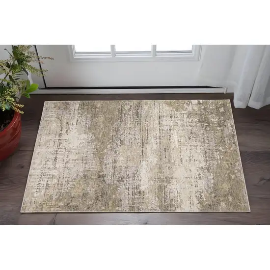Beige And Gray Abstract Distressed Area Rug Photo 1