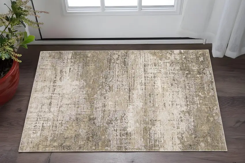 Beige And Gray Abstract Distressed Area Rug Photo 1