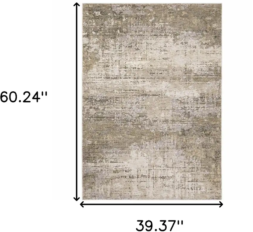 Beige Grey Ivory Tan And Brown Abstract Power Loom Stain Resistant Area Rug Photo 10