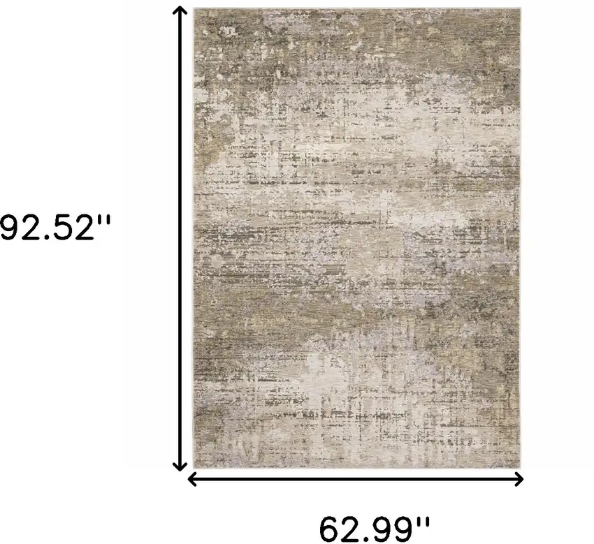 Beige Grey Ivory Tan And Brown Abstract Power Loom Stain Resistant Area Rug Photo 10