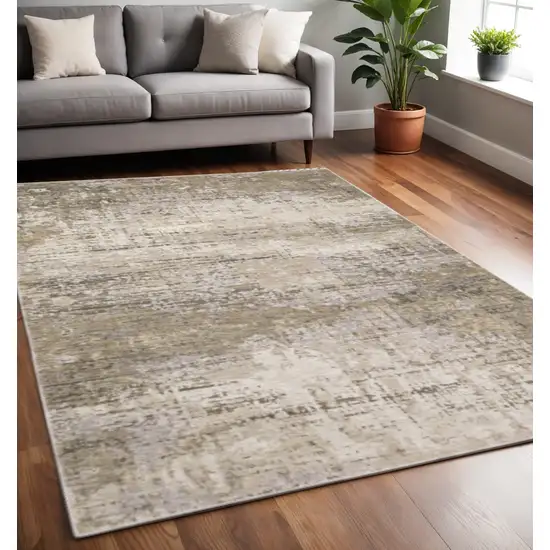 Beige Grey Ivory Tan And Brown Abstract Power Loom Stain Resistant Area Rug Photo 1