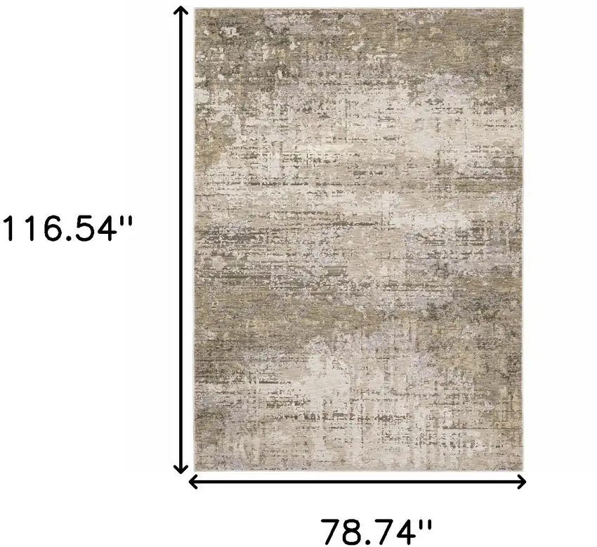 Beige Grey Ivory Tan And Brown Abstract Power Loom Stain Resistant Area Rug Photo 10