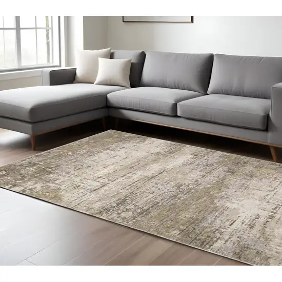 Beige And Gray Abstract Distressed Area Rug Photo 1