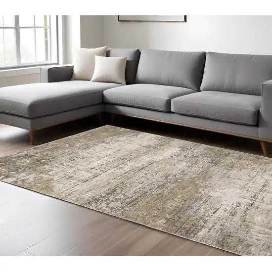 Beige And Gray Abstract Distressed Area Rug Photo 1