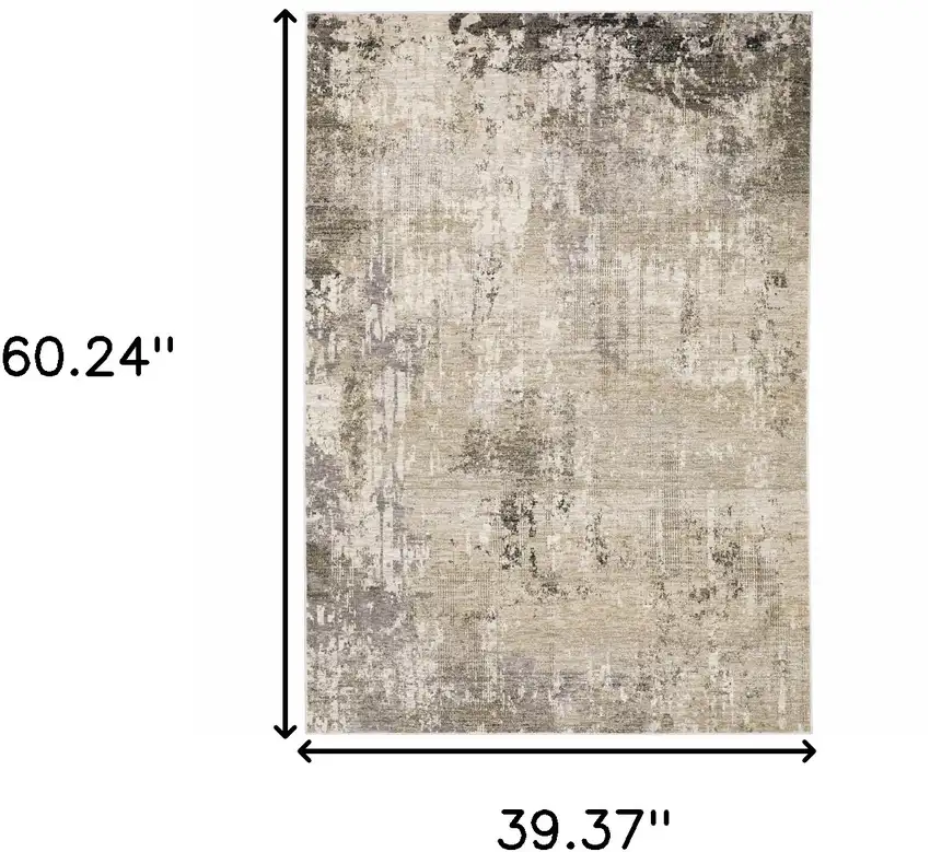 Beige Grey Ivory Tan And Brown Abstract Power Loom Stain Resistant Area Rug Photo 10