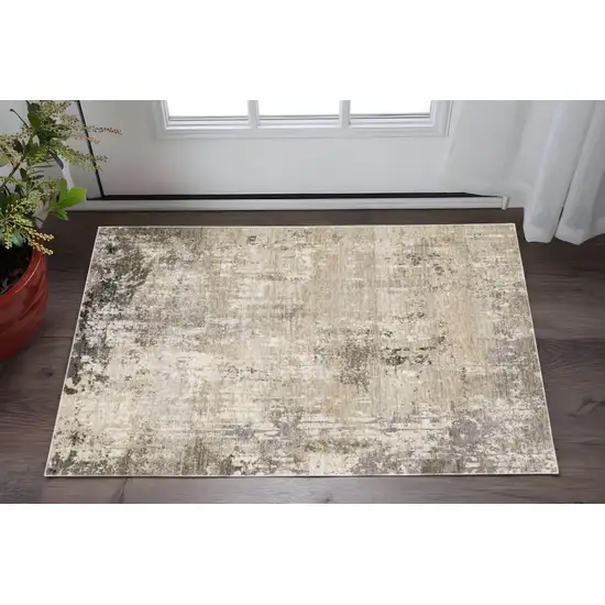 Beige Grey Ivory Tan And Brown Abstract Power Loom Stain Resistant Area Rug Photo 1