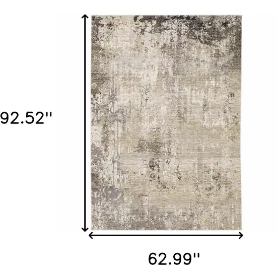 Beige Grey Ivory Tan And Brown Abstract Power Loom Stain Resistant Area Rug Photo 3