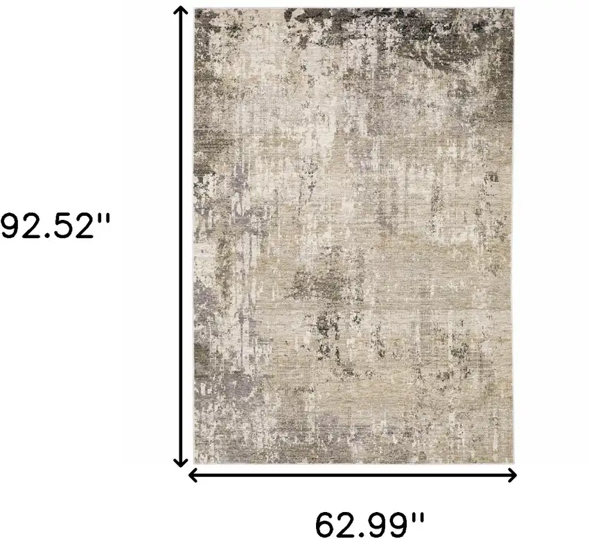 Beige Grey Ivory Tan And Brown Abstract Power Loom Stain Resistant Area Rug Photo 3