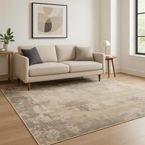 Beige Grey Ivory Tan And Brown Abstract Power Loom Stain Resistant Area Rug Photo 1