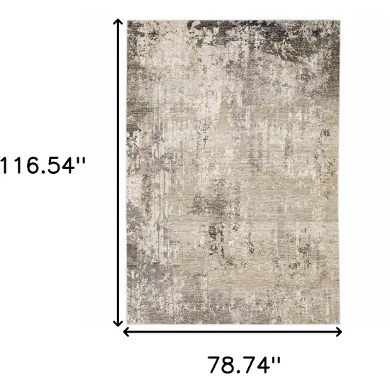 6' X 9' Beige Grey Ivory Tan And Brown Abstract Power Loom Stain Resistant Area Rug Photo 3