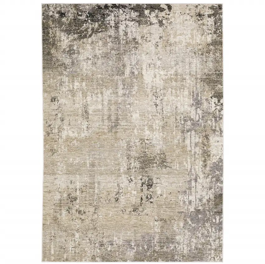 Beige Grey Ivory Tan And Brown Abstract Power Loom Stain Resistant Area Rug Photo 5