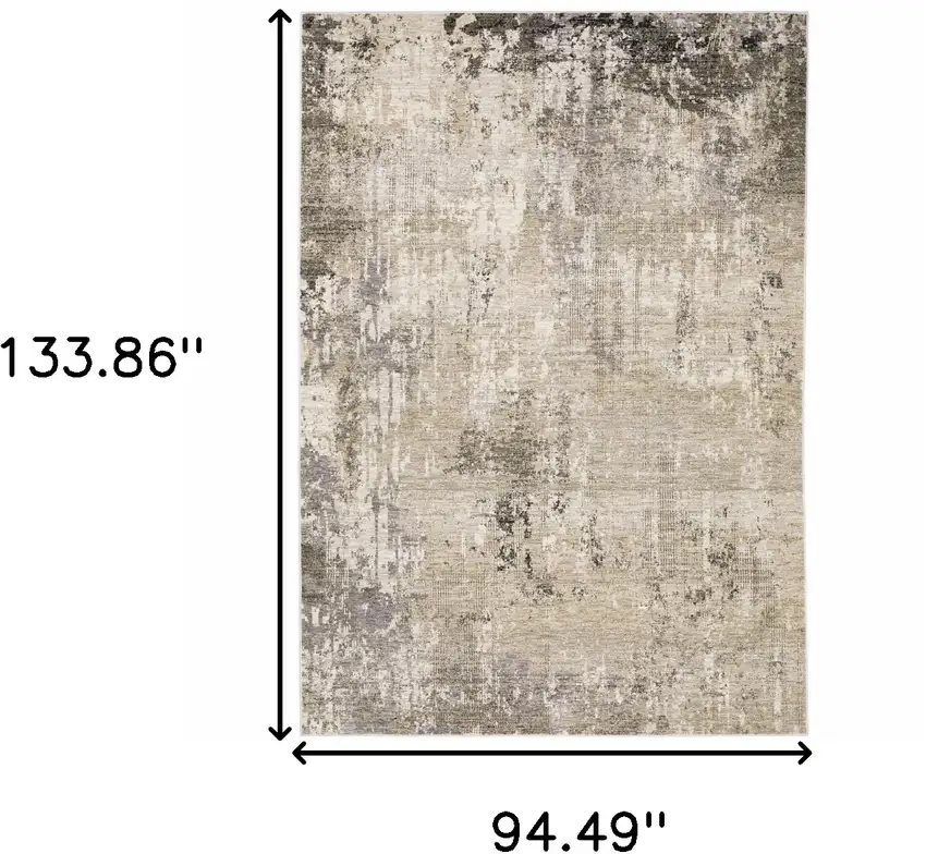 Beige Grey Ivory Tan And Brown Abstract Power Loom Stain Resistant Area Rug Photo 10
