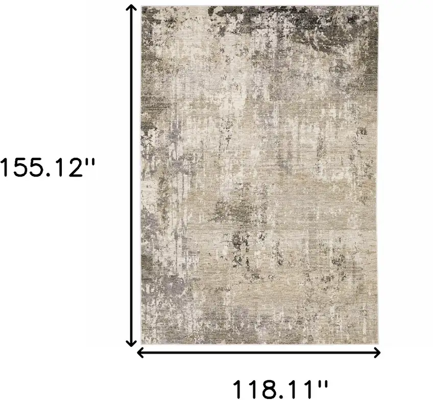 Beige Grey Ivory Tan And Brown Abstract Power Loom Stain Resistant Area Rug Photo 3