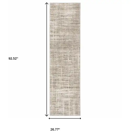 2' X 8' Beige Grey Ivory Tan And Brown Abstract Power Loom Stain Resistant Runner Rug Photo 3