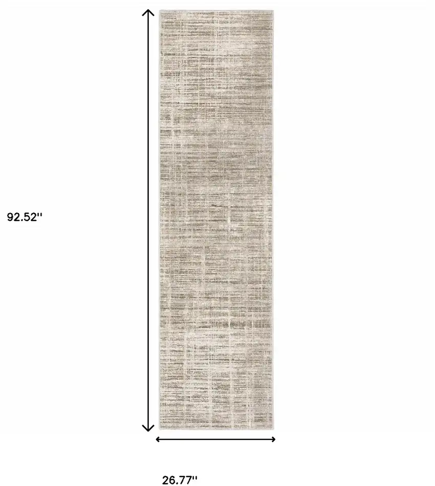 2' X 8' Beige Grey Ivory Tan And Brown Abstract Power Loom Stain Resistant Runner Rug Photo 3