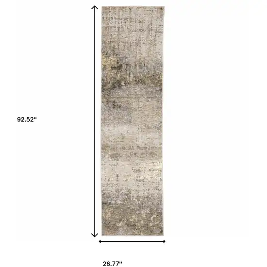 2' X 8' Beige Grey Ivory Tan And Brown Abstract Power Loom Stain Resistant Runner Rug Photo 3