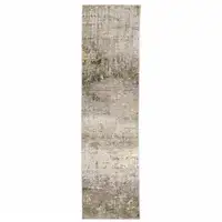Photo of Beige Grey Ivory Tan And Brown Abstract Power Loom Stain Resistant Runner Rug