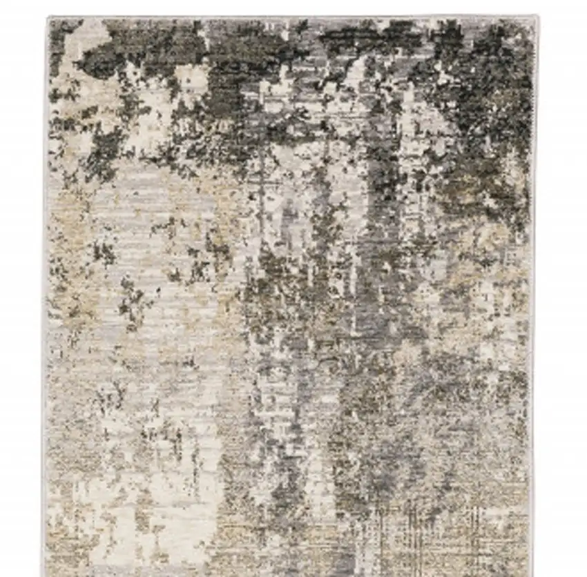 Beige Grey Ivory Tan And Brown Abstract Power Loom Stain Resistant Runner Rug Photo 5