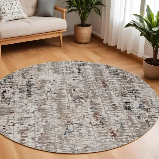 8' Blue Gray Round Area Rug Photo 1