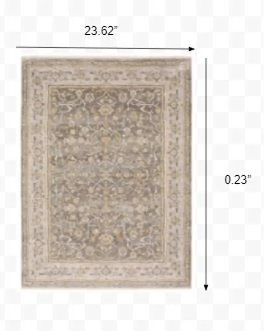 Beige Grey Machine Woven Oriental Indoor Area Rug Photo 3