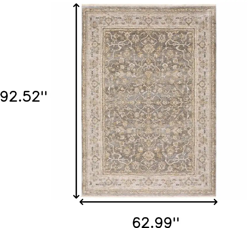 Beige Grey Machine Woven Oriental Indoor Arean Rug Photo 9