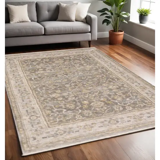 Beige Grey Machine Woven Oriental Indoor Arean Rug Photo 1