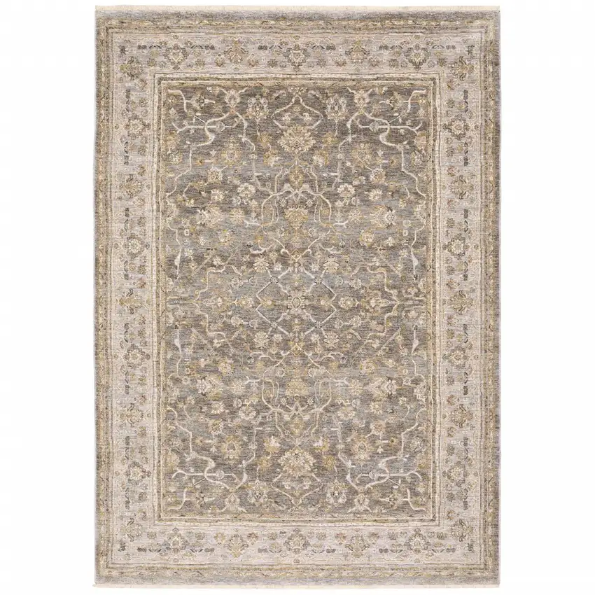 Beige Grey Machine Woven Oriental Indoor Arean Rug Photo 1