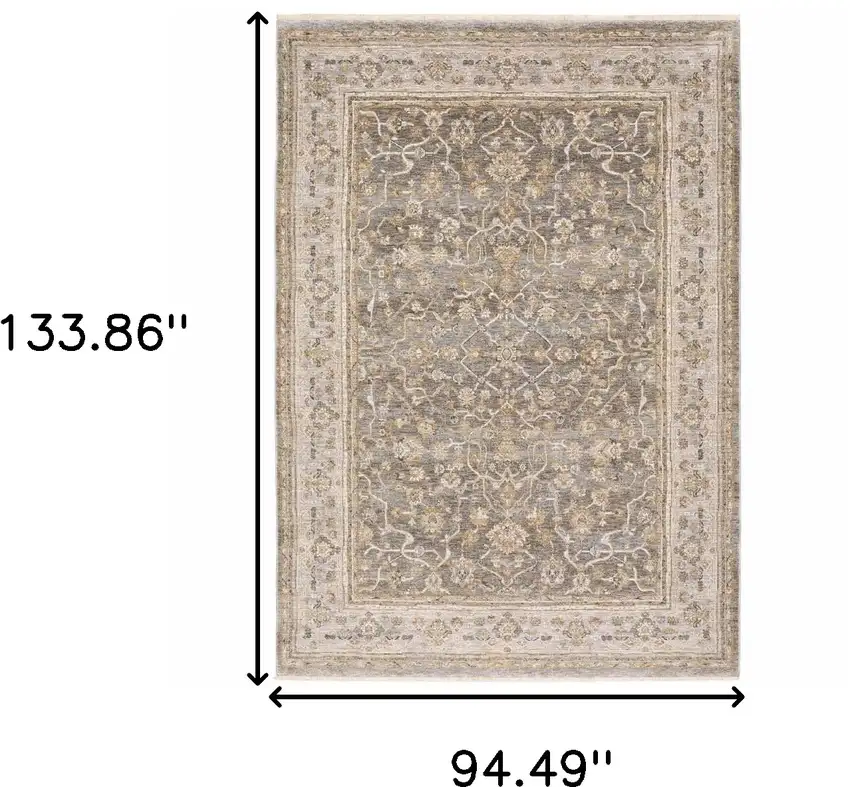 Beige Grey Machine Woven Oriental Indoor Arean Rug Photo 3