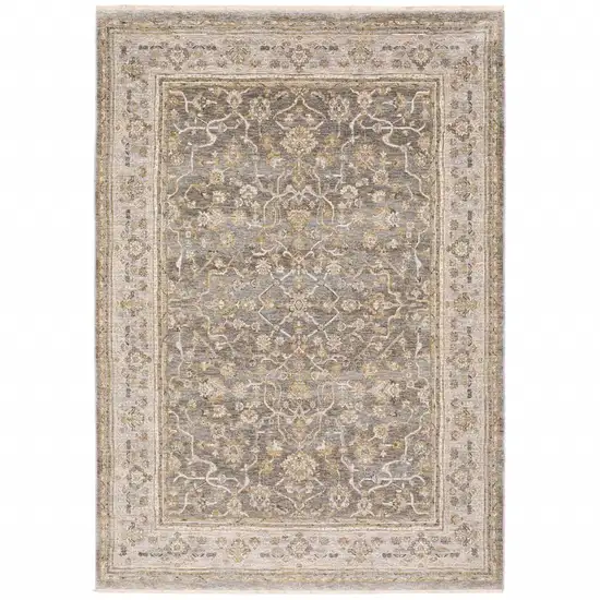 Beige Grey Machine Woven Oriental Indoor Arean Rug Photo 2
