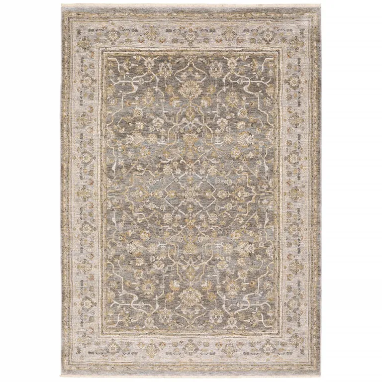 Beige Grey Machine Woven Oriental Indoor Arean Rug Photo 3