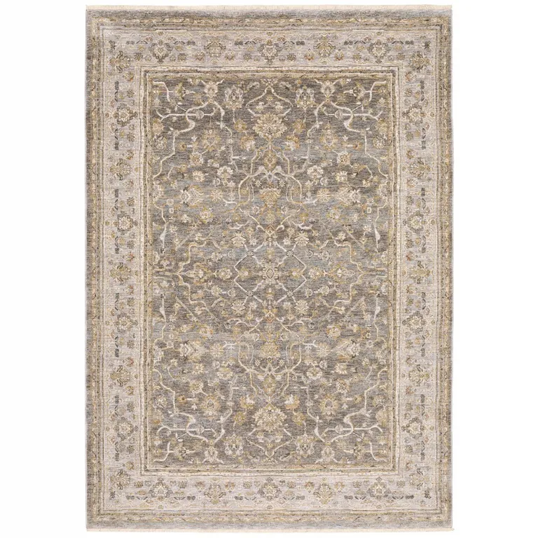 Beige Grey Machine Woven Oriental Indoor Arean Rug Photo 5
