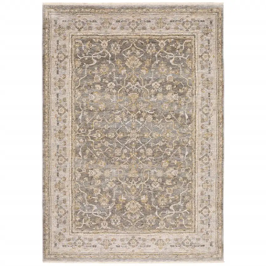 Beige Grey Machine Woven Oriental Indoor Arean Rug Photo 4