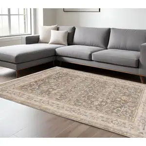 Photo of Beige Grey Machine Woven Oriental Indoor Arean Rug